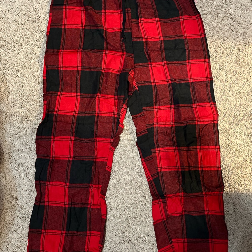 Red and Black Plaid Drawstring Pajama Pants